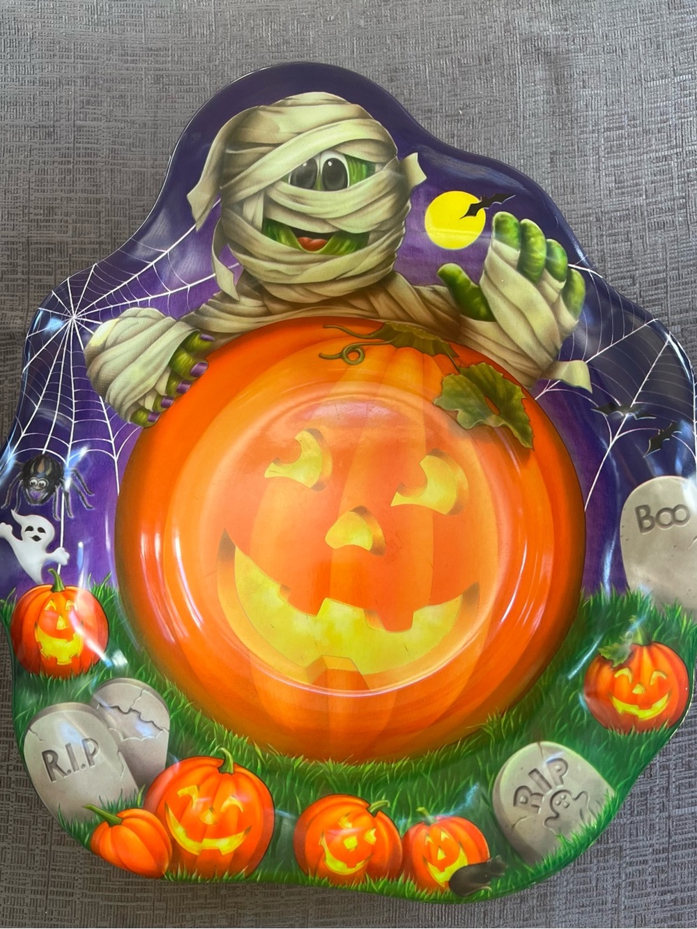 American Greetings Halloween Mummy & Pumpkin bowl- Orange & Purple 1990s